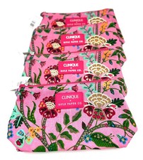 4 Bags: Clinique Rifle Paper Co.  Makeup Bag with Flower  Printed ~ Pink picture