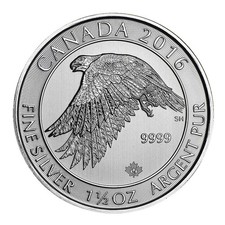 2016 $8 Canadian Silver 1.5 Troy oz White Falcon .9999 Fine picture