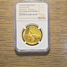 American Liberty Series 2019-W $100 Gold Enhanced Finish .9999 NGC SP70 picture