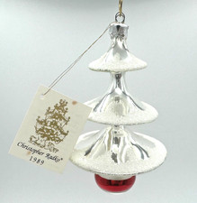 RARE Early 1989 Christopher Radko Tree on a Ball Silver Glass Ornament w/Tag picture