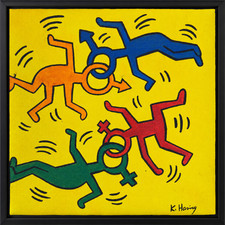 signed Andy Warhol Keith haring Lichenstein era Pop art hand painted picture