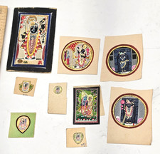 Lot 9 Antique Shrinathji Radha Krishna Hand Painted Nathdwara Micro Miniatures picture