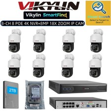 Vikylin SmartFind 8POE 8CH NVR Set 8MP PoE PTZ IP Camera 18X Zoom Home Kit Lot picture