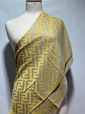 Auth Fendi Scarf Shawl Stole Wrap 65% Cashmere 35% Silk Light Gold Used picture