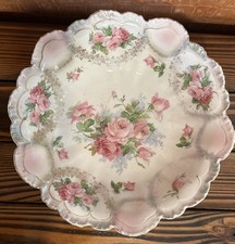 Antique porcelain serving bowl floral empire china marked 588 scalloped edge picture