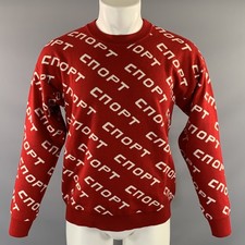 GOSHA RUBCHINSKIY Red White G007-N002 Letters Wool Blend Pull On Sweater picture
