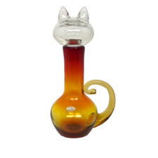 Blenko Glass Cat - FeLine Decanter 2516 - Tangerine picture