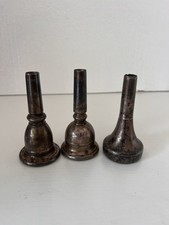 Lot of 3 Vintage German Brass Instrument Mouthpieces Parts Marked PT 48 picture