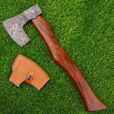 HANDMADE DAMASCUS STEEL AXE HATCHET, CAMPING BEARDED VIKING AXE picture