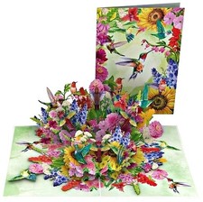 3D Pop Up Greeting Card Hummingbird Flower Floral  Birthday Get well Thank you picture