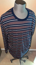 GAP Men's XL Cotton Knit Striped Crewneck Long Sleeve Shirt Navy White Red picture