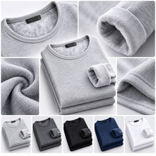 Men's Thermal Fleece Lined Long Sleeve Shirt Winter Warm Crew Neck Top M-5XL picture