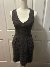 Madewell Brown Textured V-Neck Sleeveless Midi Dress picture
