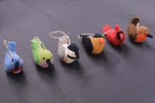 Set of 6 Handmade Christmas Needle Felt Bird Hanging Ornaments Nursery Gift picture