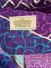 Vintage Malihini Hawaii Psychedelic Barkcloth Popover Shirt 60s/70s   picture