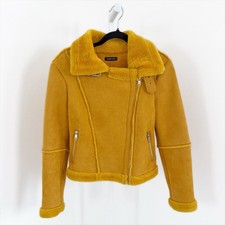 Cache Cache Jacket Womens XS Yellow Faux Fur Bomber Jacket Y2K Bratz Retro Fall picture