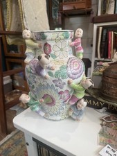 Vintage Chinese famille rose porcelain fertility vase 10” picture