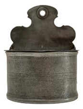 Antique 19th Century Pewter Wall-Mounted Salt Box – Early Kitchen Storage picture