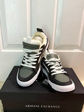 Armani Exchange XUX222 XV860 Men’s Low Top Lace-Up Sneakers Gray Black White picture