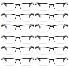 12 PK Mens Half Frame Spring Hinge Reading Glasses Blue Light Blocking Readers picture