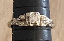 Vintage Art-deco 18k White Gold  Diamond Engagement Ring Size 7.25 - Not Scrap picture
