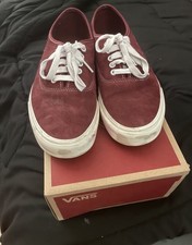 VANS Men's Authentic Low Top Suede Sneakers Burgundy/White Lace Up picture