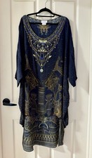 Camilla One Size Silk with crystals cobra king scoop dress black Gold euc  picture