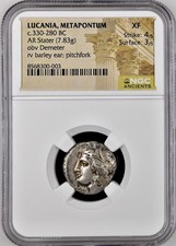 330-280 BC Lucania Metapontum Ancient Greek Silver Stater Coin NGC XF picture