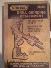 Vintage General Hardware No 825 Drill Grinding Attachment Sharpener Tool Box picture