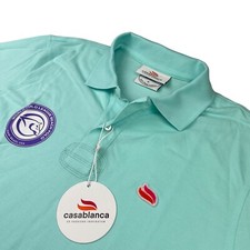 NEW Casablanca Men's Equestrian Palm Beach S/S Polo Shirt Light Teal • Medium picture