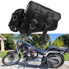 Motorcycle Side Swingarm Bag PU Leahter Saddlebag For Harley Softail Springer picture