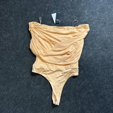 AFRM Bodysuit Women's Peach Fuzz Strapless Ruched Mesh Drape, Size M picture
