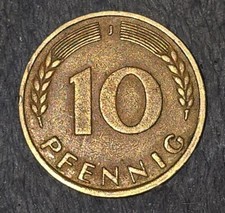 Rare 1950 West German 10 Pfennig J Coin picture