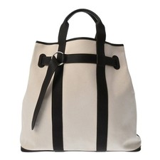 Hermes Petite Ceinture GM Tote Bag Ecru Marron Toile H Canvas Negonda Leather 99 picture