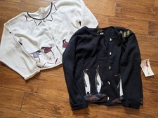 Vintage Debra Murray HandPainted Cardigan Sweaters Penguins Size Medium Lot Of 2 picture