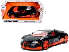 2011 BUGATTI VEYRON BLACK W/ORANGE 1/24 DIECAST MODEL CAR BY JADA 37642 picture