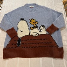 Zara Limited Edition Peantu Snoopy Oversized Acrylic Nylon Wool Sweater Size M picture
