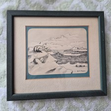 George Ahgupuk Polar Bear Sketch Print Framed picture