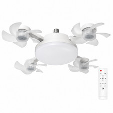 4-Head Foldable Socket Ceiling Fan with LED Light 3 Speed 3 Color Remote Control picture