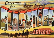 Greetings from Flagstaff Arizona, Covered Wagons -- Modern Large Letter Postcard picture