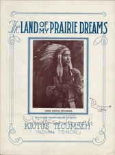 1926 AUTOGRAPHED BY INDIAN CHIEF Native American sheet music LAND PRAIRIE DREAMS picture