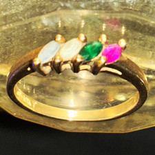 Vintage James Avery 10k Yellow Gold Prong Set Multicolor 4-Stone Ring Sz 7 picture