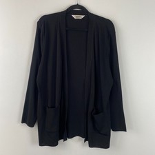 Exclusively Misook Cardigan Jacket Size XL Black Open Front Pockets Acrylic picture