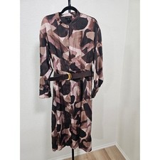 Donna Karan Shades of Brown Midi Length Shirt Dress - NWT - Size 12 (B14) picture
