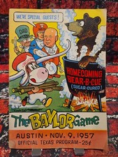 ORIGINAL 1957 Texas Longhorn Vs Baylor Football Program - Nov 9 1957 picture