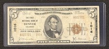 1929 $5 First National Bank Denver CO Ch#1016 Type 1 Colorado National Note picture