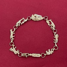 Vintage 10k Yellow Gold Religious Noah’s Ark Animals Link Chain Bracelet picture
