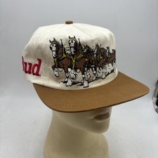 VINTAGE Budweiser Bud Clydesdale Horses Snapback Wrap Around RARE Hat Beer USA picture