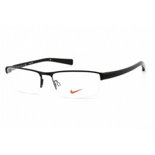 Nike Unisex Eyeglasses Satin Black Rectangular Shape Half Rim Frame 8097 (001) picture