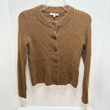 Madewell Merritt Shrunken Cardigan Sweater Brown Merino Wool Ribbed HO19 Size S picture